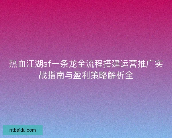 热血江湖sf一条龙全流程搭建运营推广实战指南与盈利策略解析全